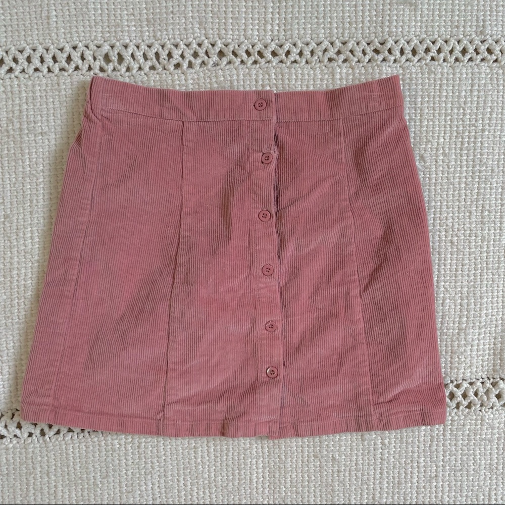 Corduroy Button Miniskirt